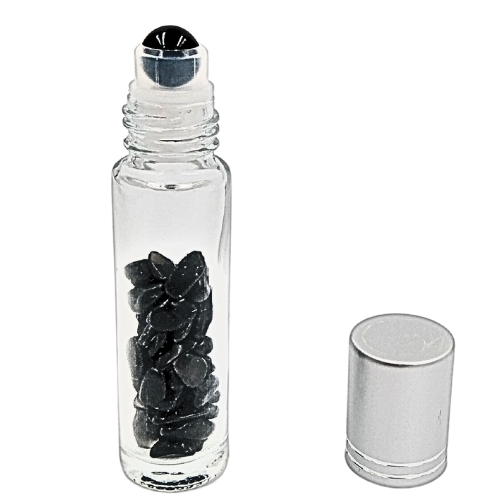 Flacon en verre - Obsidienne noire (10 ml)- Pour garder vos huiles préférées
